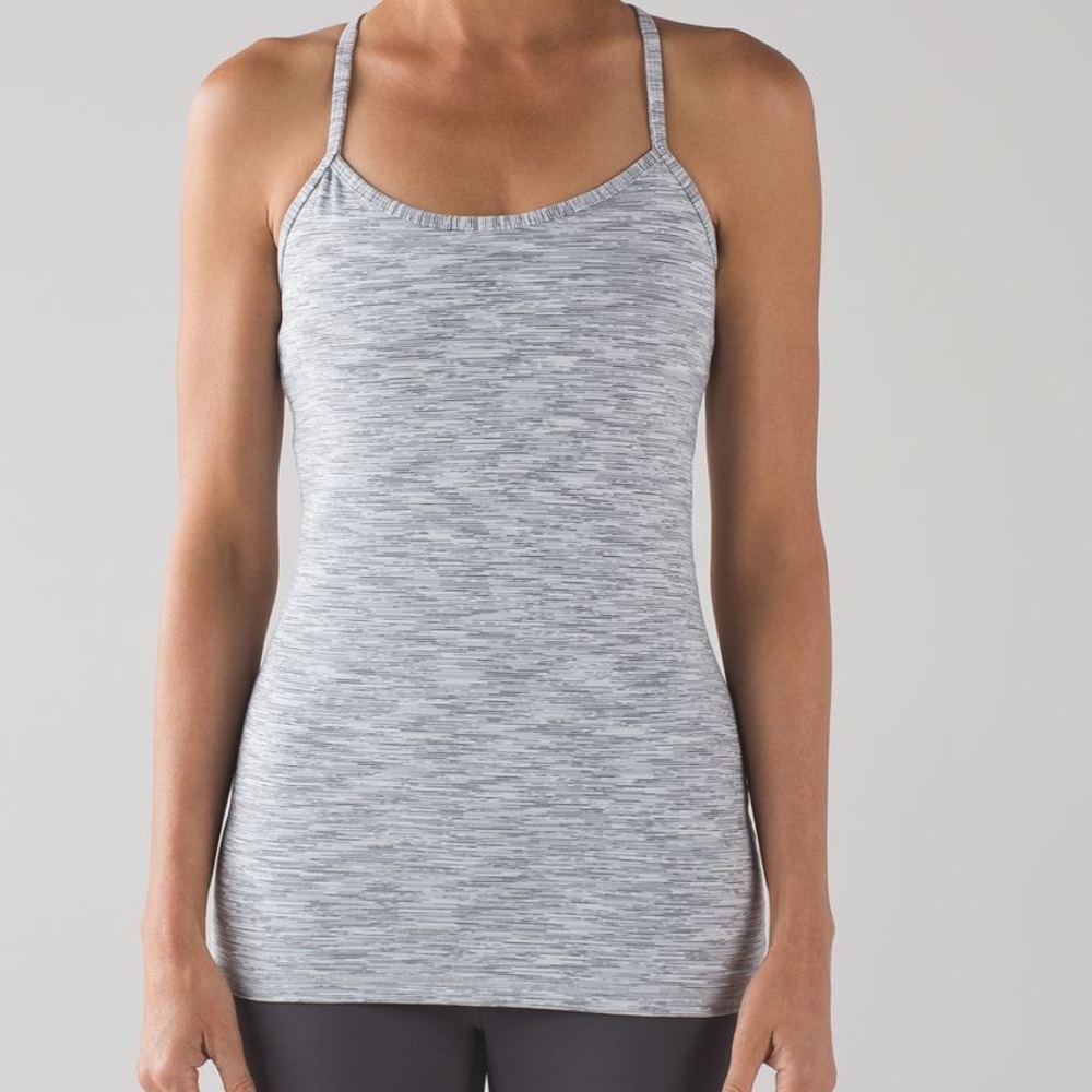 Lululemon Power Y Tank Gray/White Size 4
